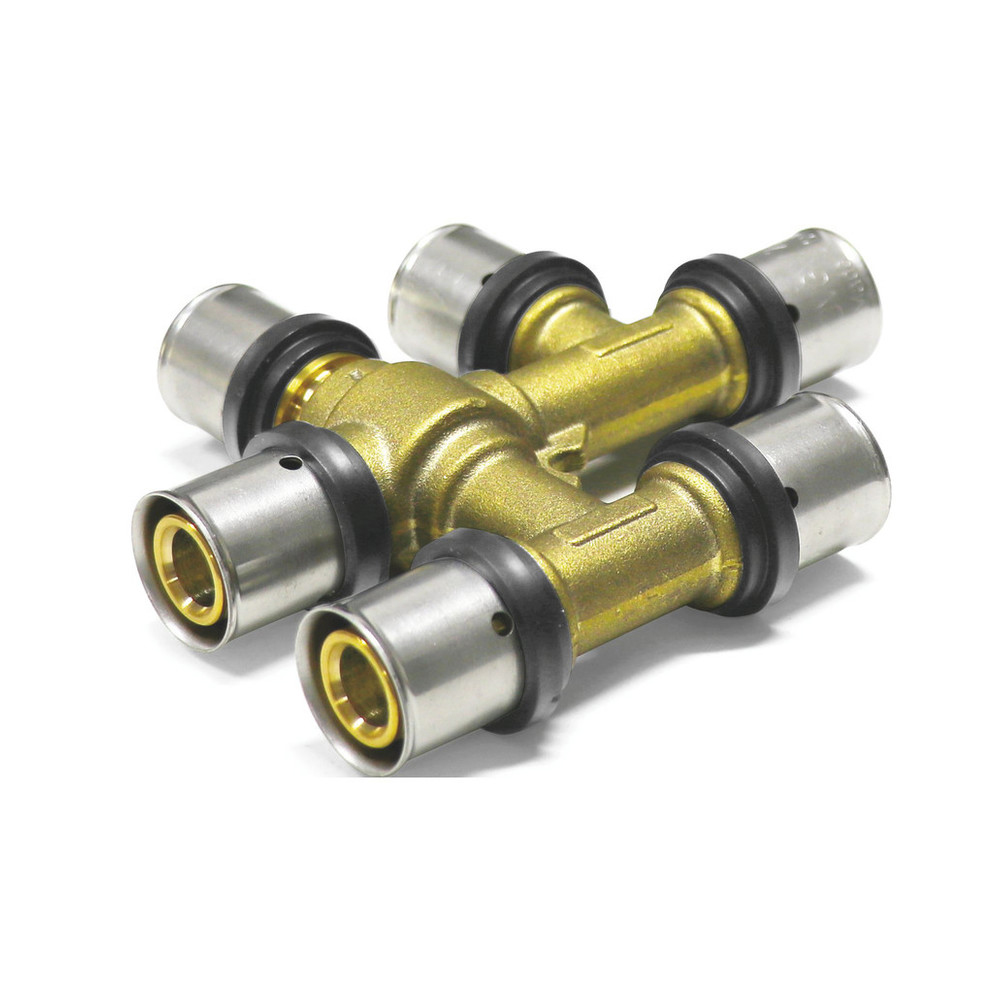 Sanpro Pressfitting kreuzungsfreies T-Stück TH Kontur, Größe 20x2 - Abgang 20x2 - 20x2