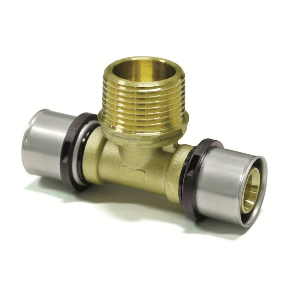Sanpro Pressfitting T-Stück Außengewinde TH Kontur, Größe 20x2 - Gewinde 1/2"