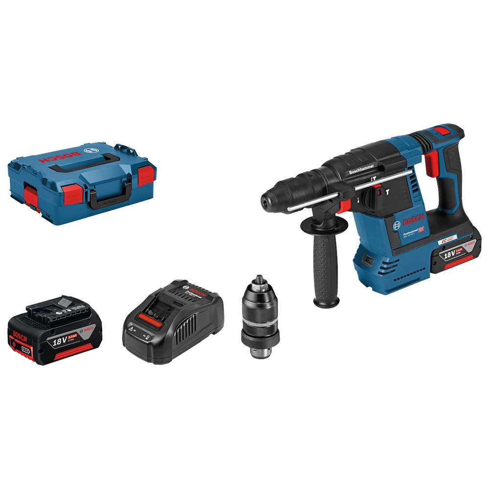 Bosch Professional Akku-Bohrhammer GBH 18V-26 F, SDS plus, 2 x 5,0 Ah, L-BOXX