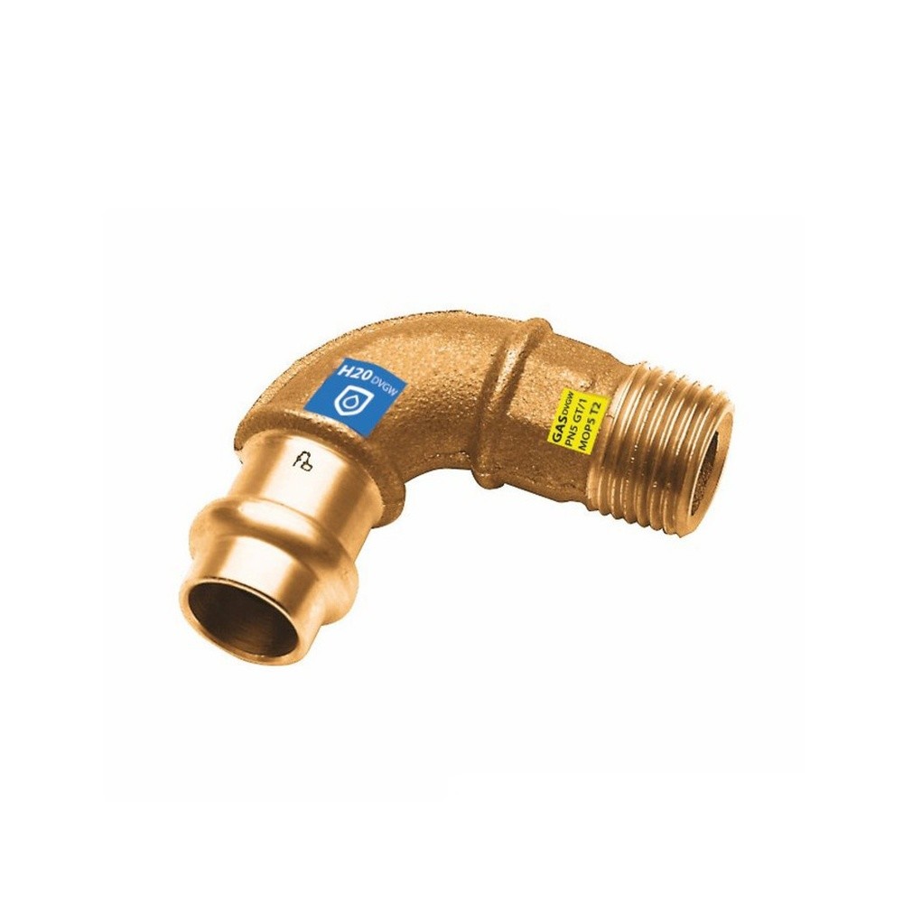 Sanpro Pressfitting 90° Winkel - Bogen mit Außengewinde, Größe V 15 - 1/2"