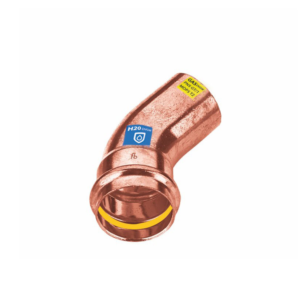 Pressfitting Kupfer 45° Winkel - Bogen innen - außen
