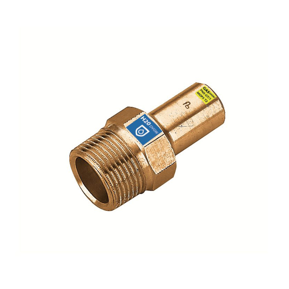 Sanpro Pressfitting Kupfer Einsteckstück mit Außengewinde, Größe V 22 - 1/2''