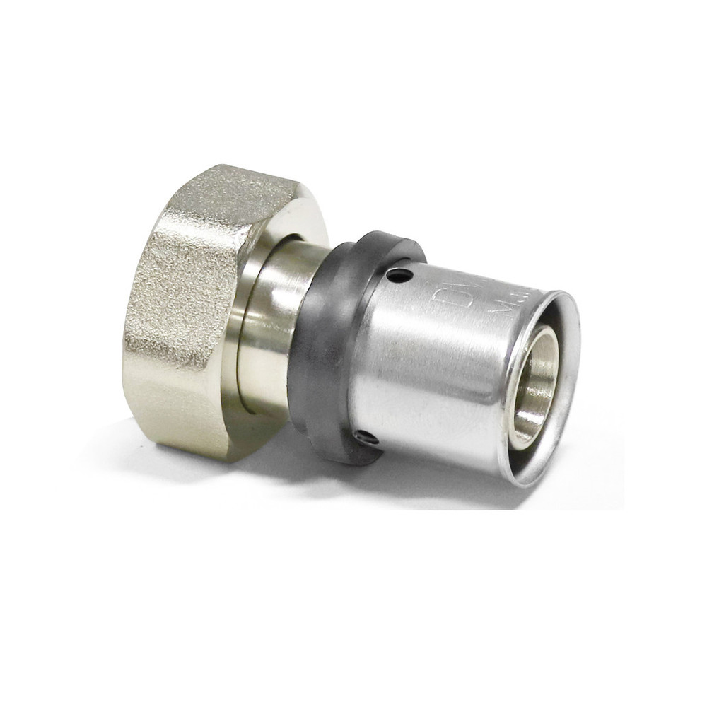 Sanpro Pressfitting Übergangsverschraubung + IG Eurokonus, Größe 16x2, vernickelt