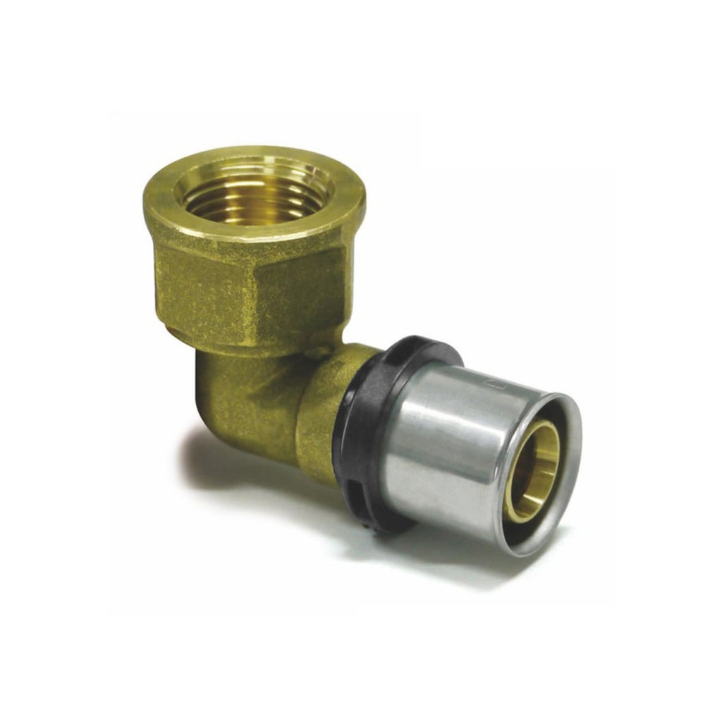 Sanpro Pressfitting 90° Winkel - Bogen Innengewinde, Größe 26x3 - Gewinde 3/4"