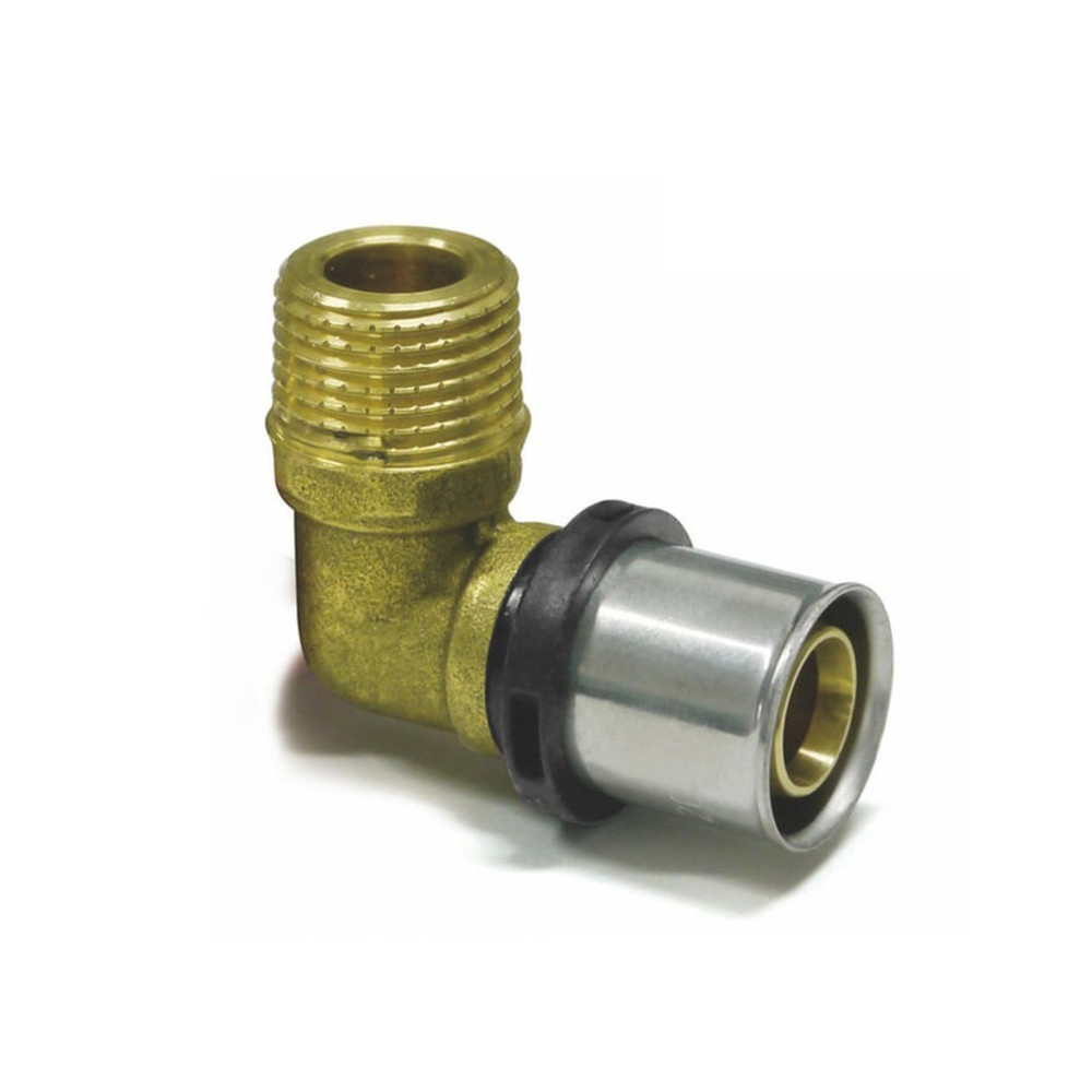 Sanpro Pressfitting 90° Winkel - Bogen + Außengewinde, Größe 16x2 - Gewinde 3/4"