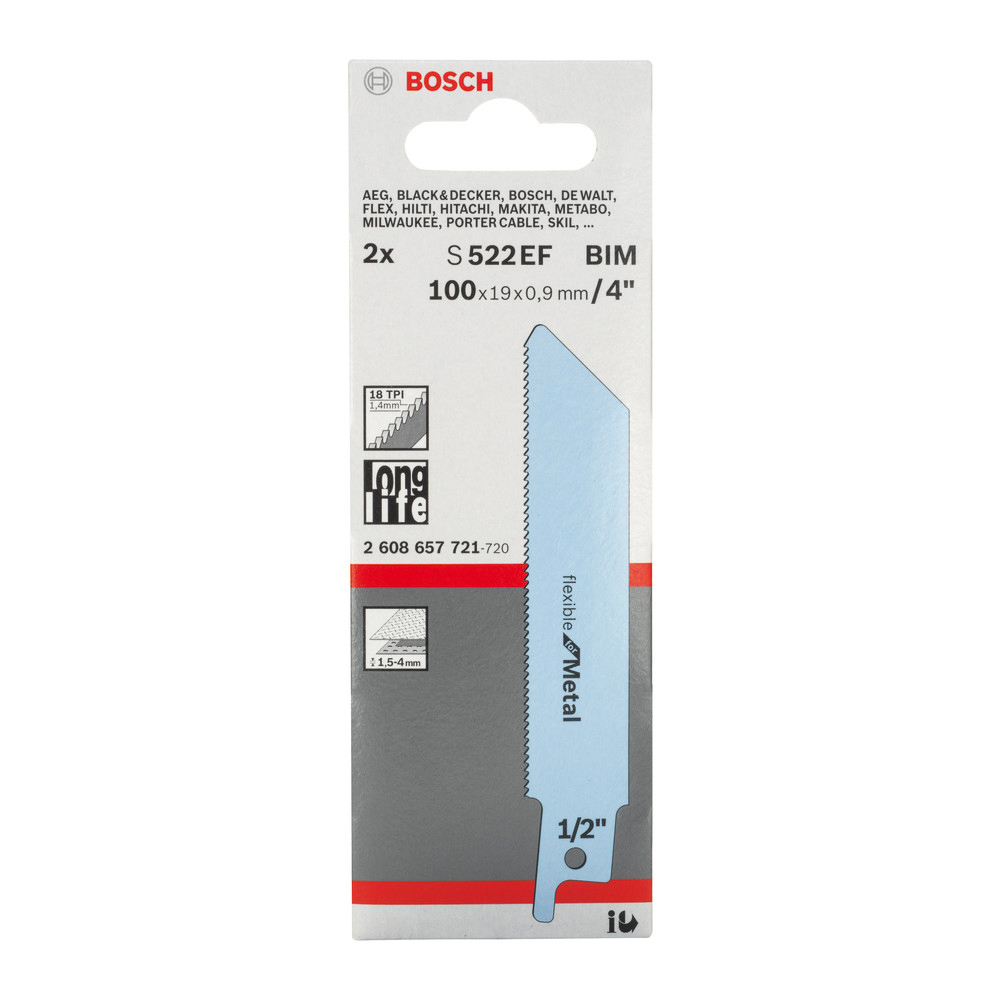 Bosch Professional Säbelsägeblatt S 522 EF, Flexible for Metal, 2er-Pack
