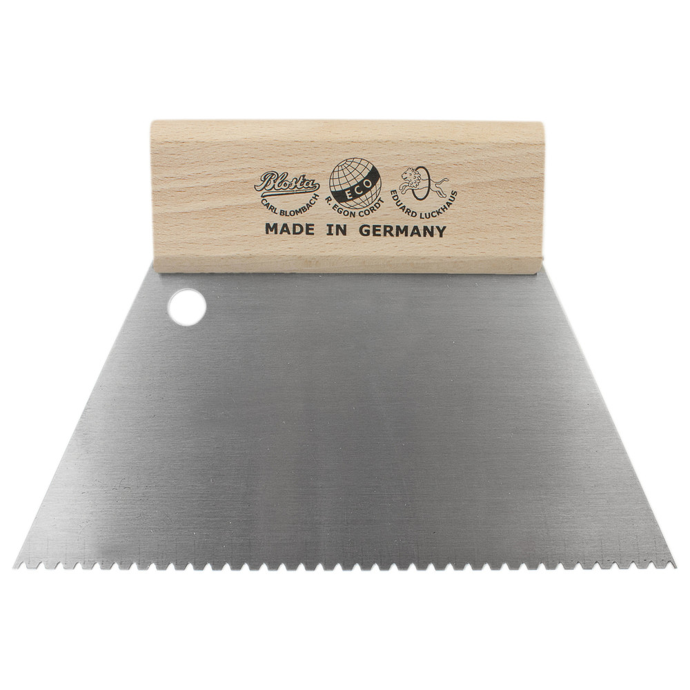 Glue scraper, wooden handle, fine, 180 mm, interval 2,4 mm / depth 2,0 mm