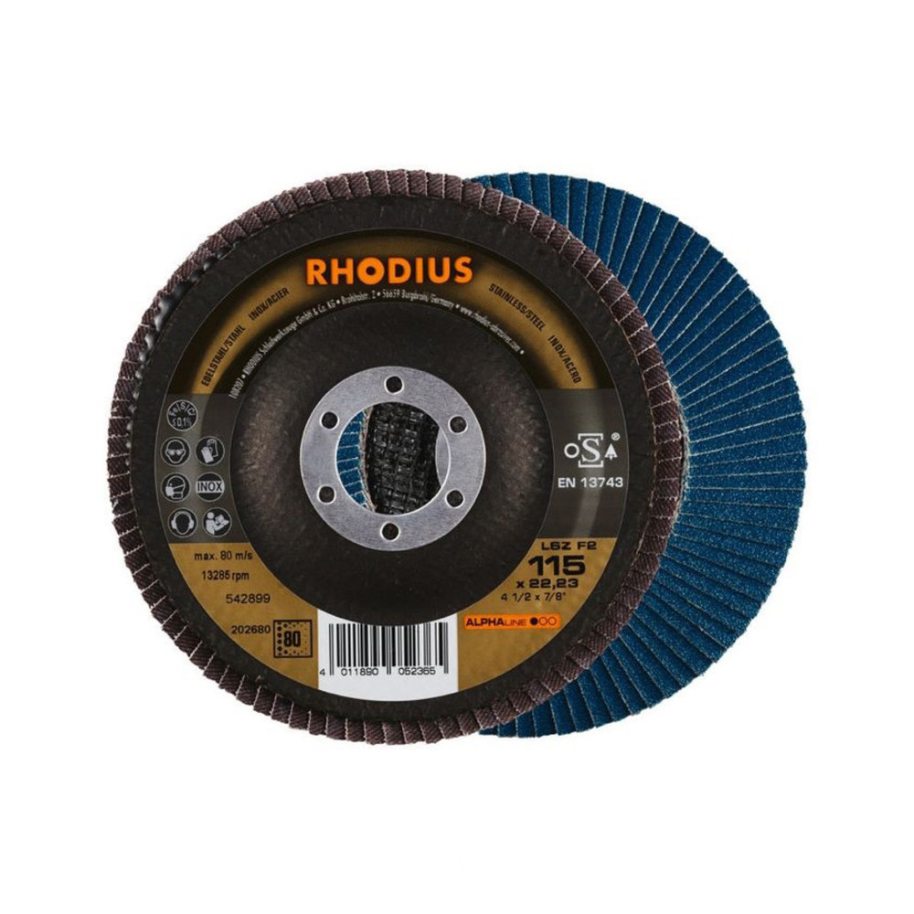 Rhodius LSZ F2 ALPHA K80 | 115 mm Fächer- / Lamellenschleifscheibe